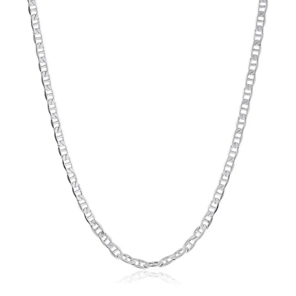 Sevil Sterling Silver Flat Marina Chain Necklace
